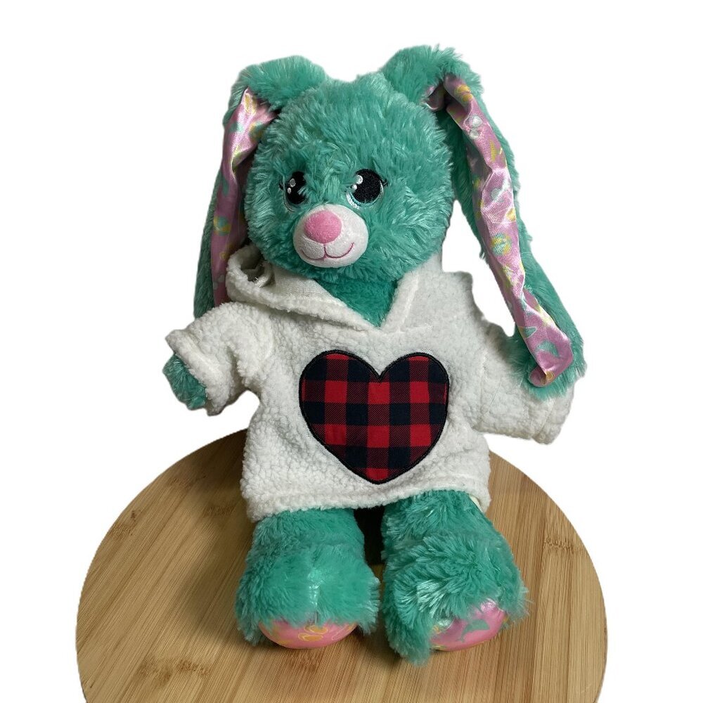 Build A Bear BEACH BUNNY Summer Ocean Vibes Teal Plush Stuffed Animal Pink Ears